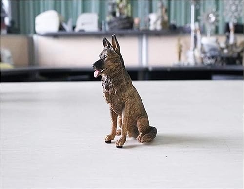 Miniatura 7 de TISVY Escultura artesanal, esculturas de estatua, simulación, pastor alemán, modelo Demu lobo, perro, parte trasera negra, decoración de automóvil,