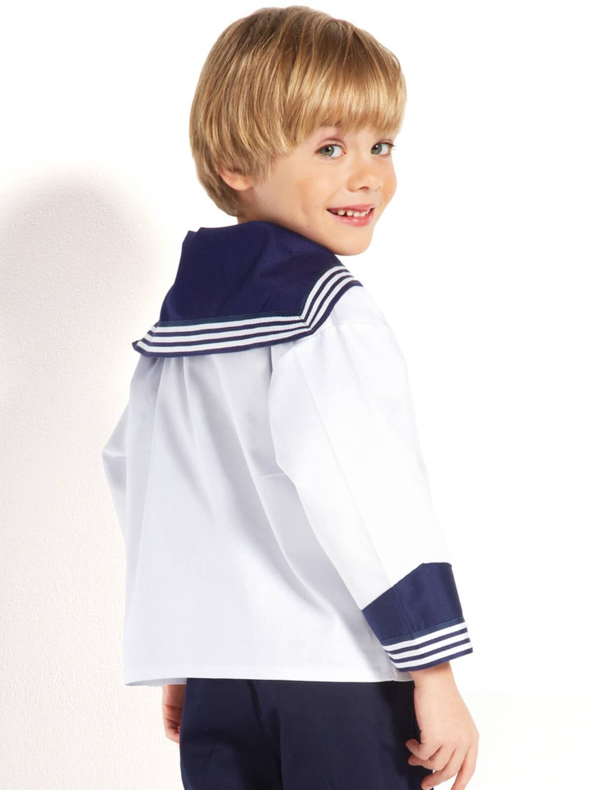 modAS Kinder Unisex Matrosenhemd Klassisch - Maritimes Langarm-Hemd mit großem Kragen