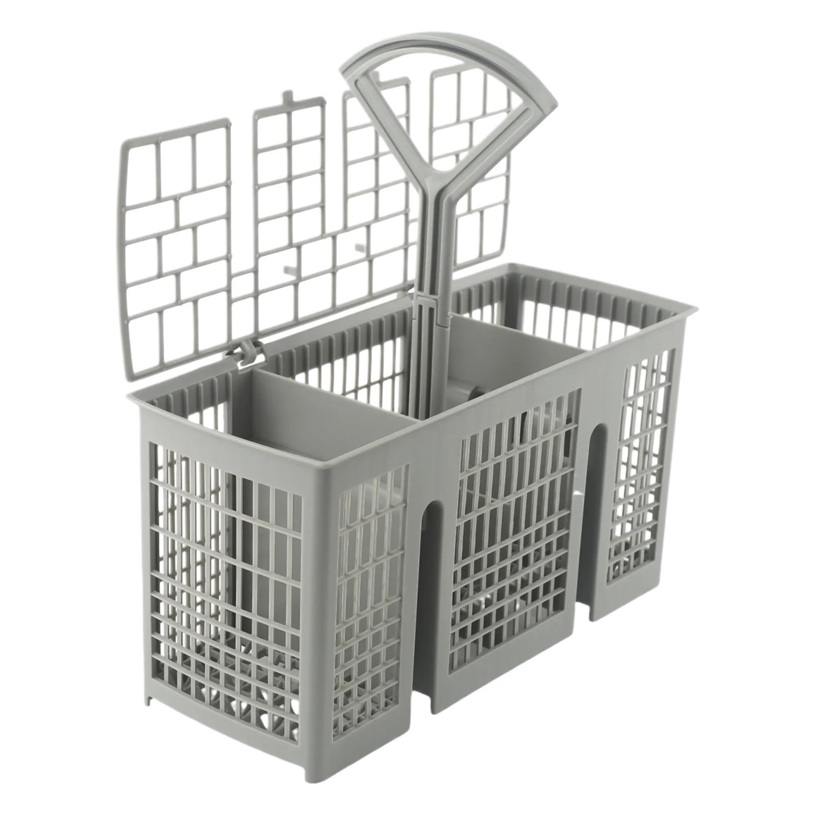 Cesta de cubiertos para lavavajillas con mango redondo y cubierta, accesorios para lavavajillas eficiente, compatible con la mayoría de lavavajillas