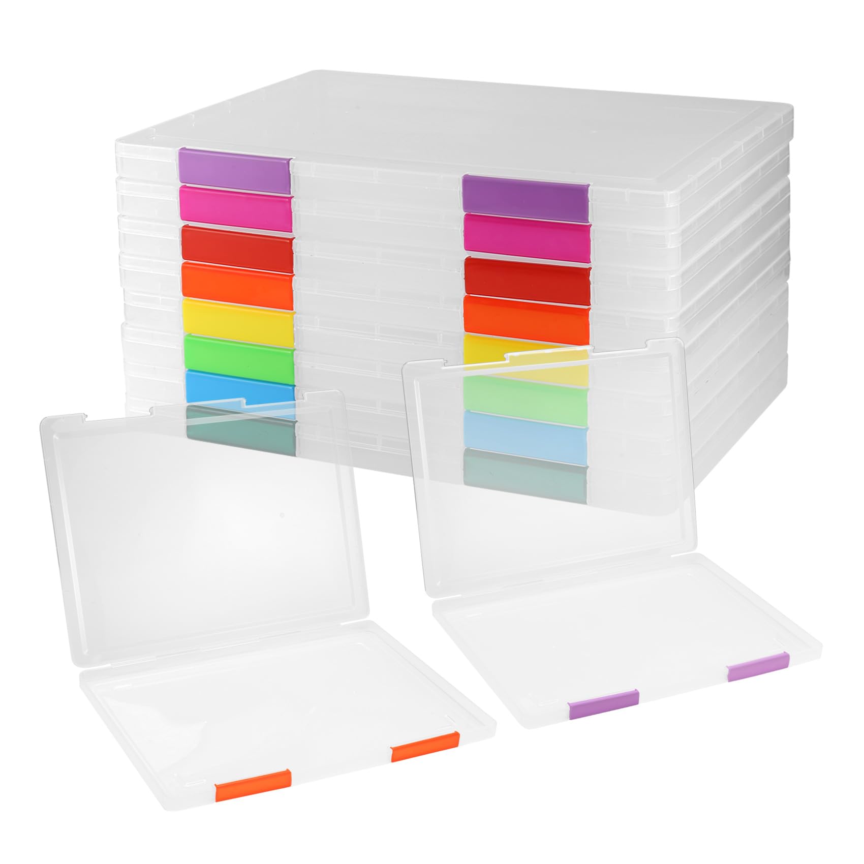 Yocdunm 8 Pcs A4 File Box Clear Plastic File Storage Box Paper Plastic Organizer Board Game Storagea A4 Storage box Scrapbook Paper Storage Boxes with Buckle Colorful for Letter — image 1