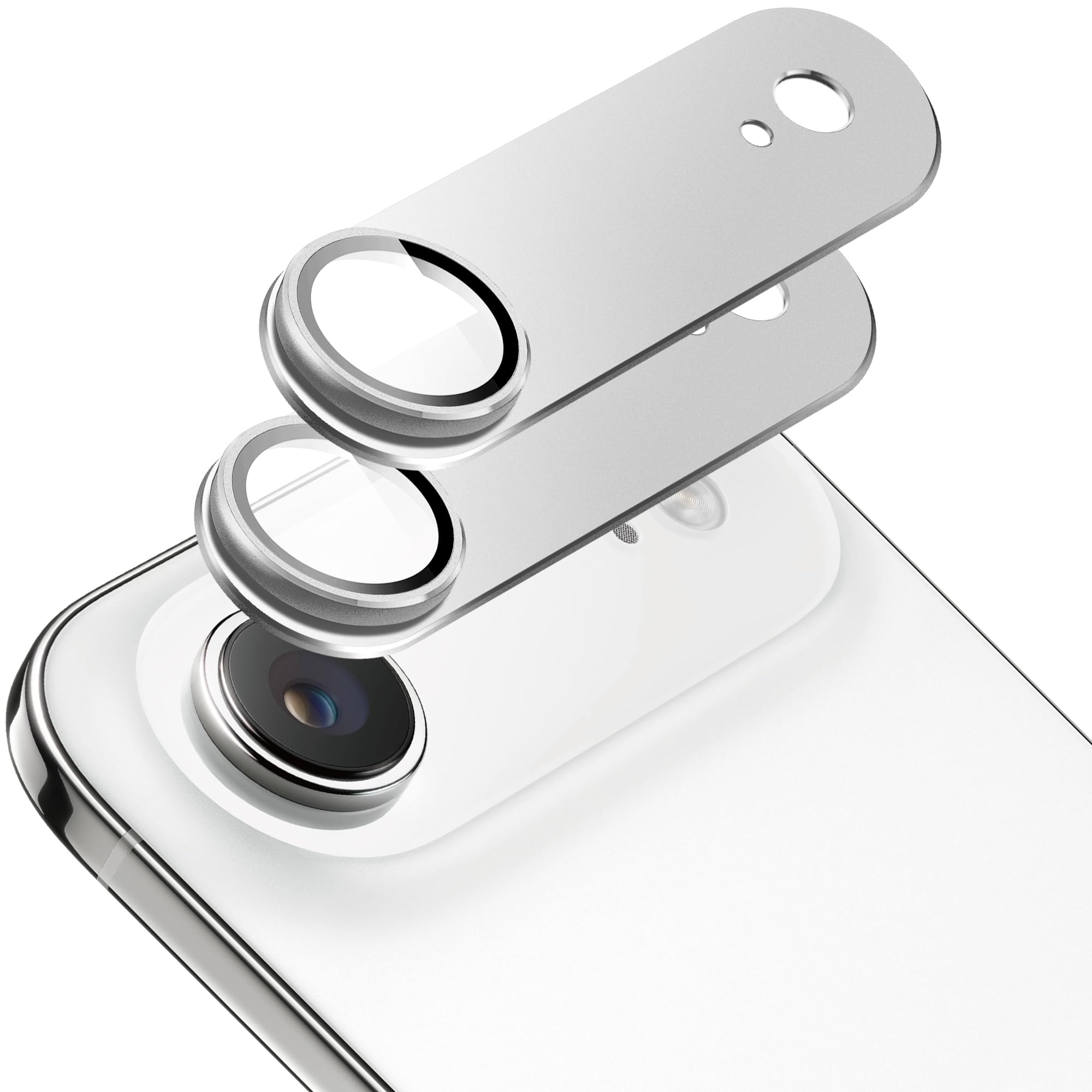 2 Pack Camera Lens Protector for iPhone 17 Air,[Not Easy to Breakn ] AR Tempered Glass Strong Adsorption Metal Camera Cover Screen-Silvery