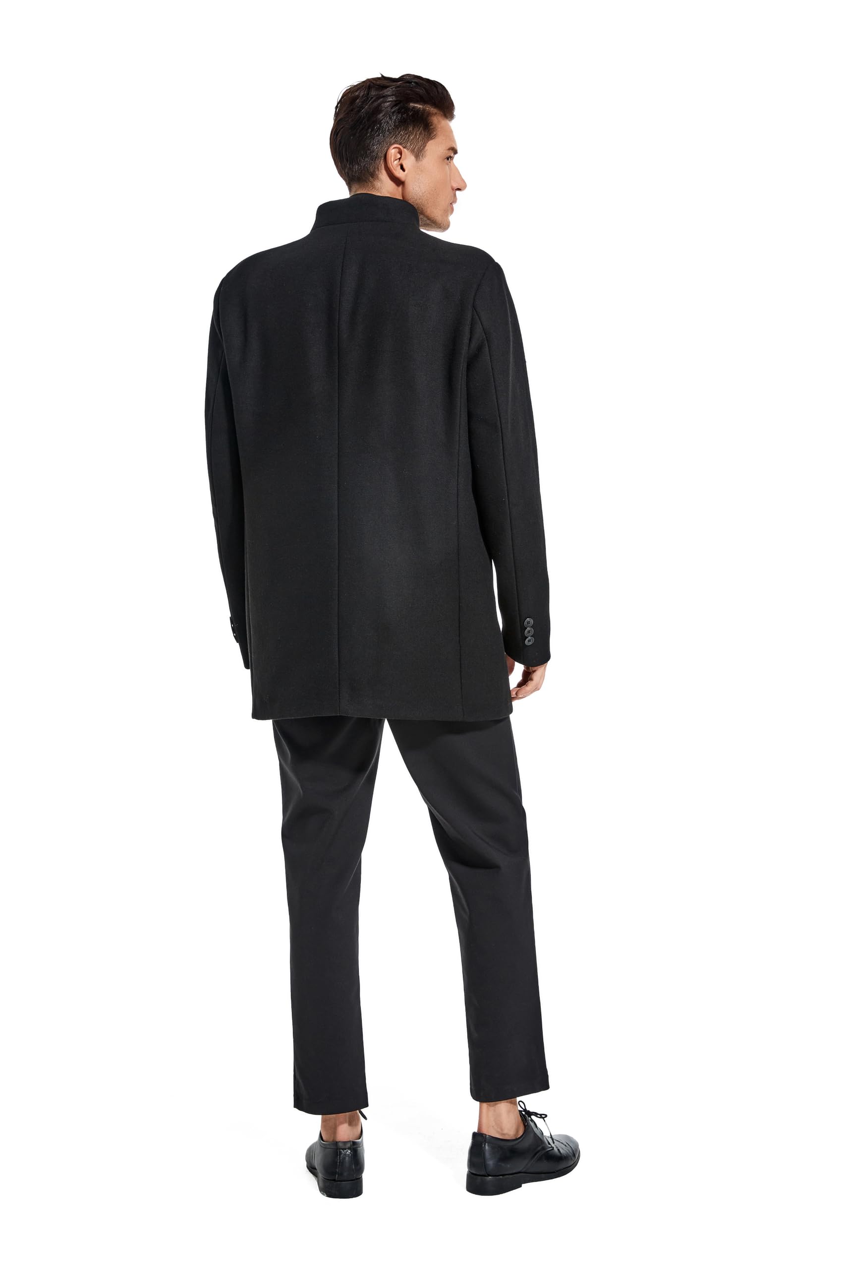 FTCayanz Cappotto da uomo in misto lana slim fit top coat monopetto cappotto da lavoro
