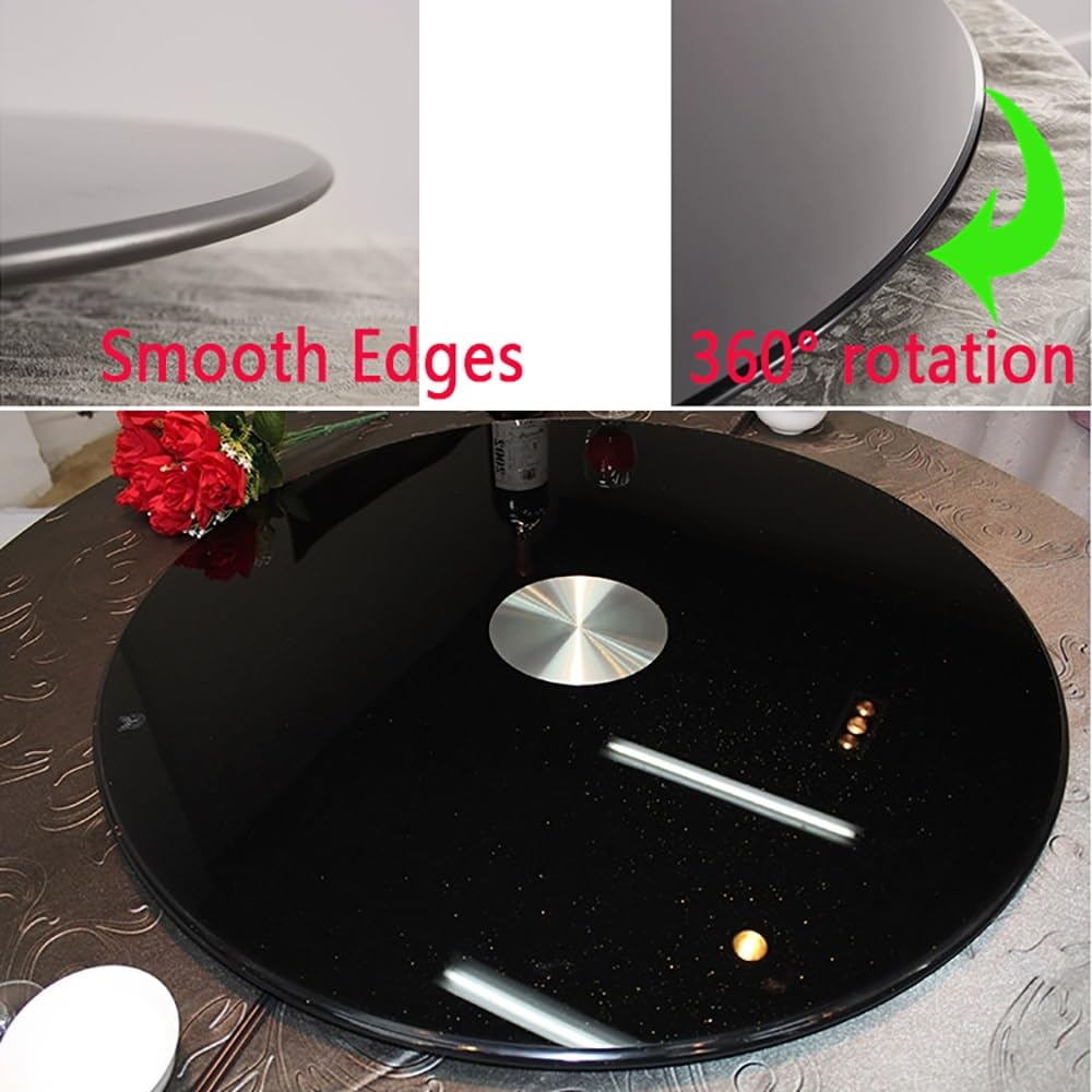 Duża 61 cm czarna szklana taca do serwowania Lazy Susan obracana o 360° gładki obrót idealna na przyjęcia w jadalni i dzielenie się jedzeniem bez wysiłku elegancka i funkcjonalna zastawa stołowa