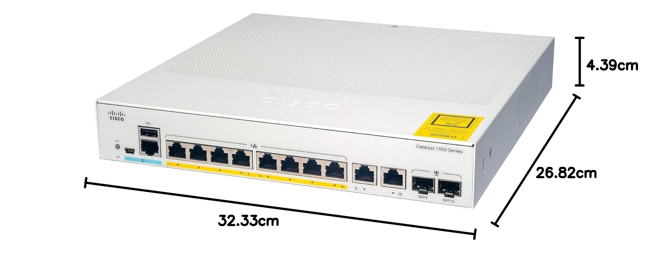 Cisco Catalyst 1000-8P-2G-L Switch di rete a 8 porte PoE+ Gigabit Ethernet, budget PoE 670W, 2 porte combinate SFP/RJ-45 da 1G, garanzia limitata a vita con formula avanzata (C1000-8P-2G-L)