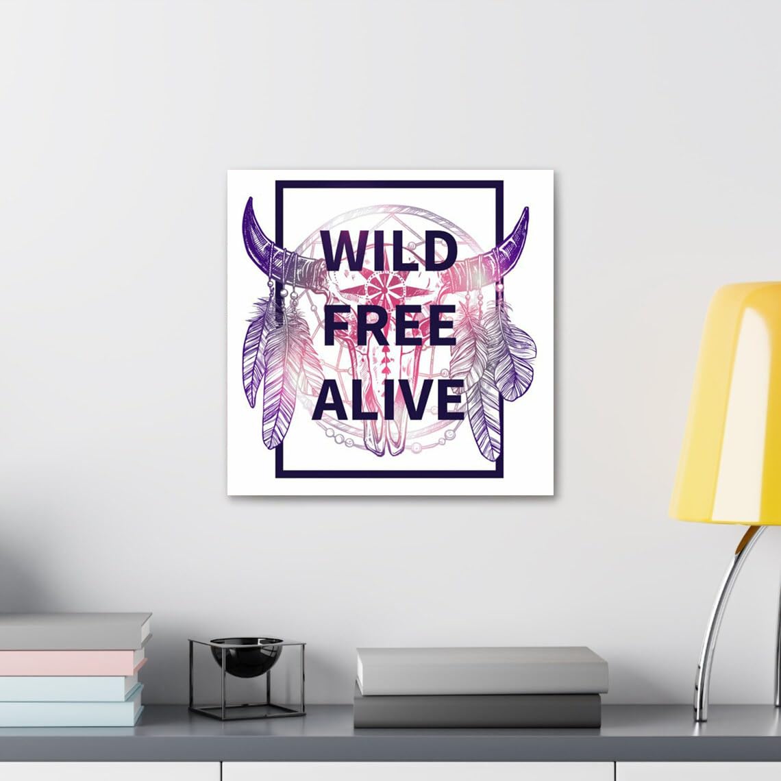 GADGETS WRAP Canvas Gallery Wrap Framed for Home Office Studio Living Room Decoration (10x10inch) - Wlid Free Alive Feathers Art