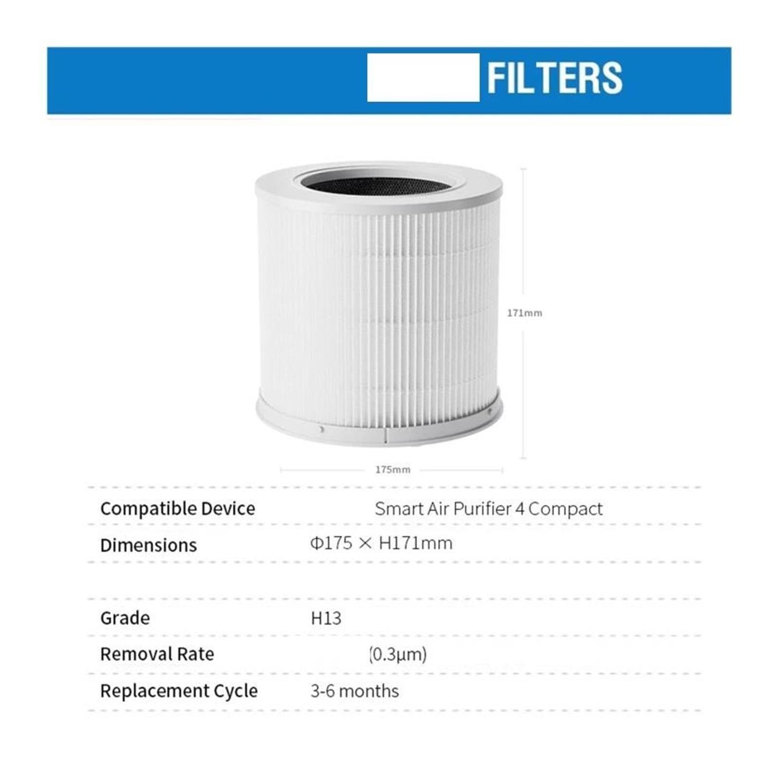 Sustituto De Filtro,Compatible Con Xiaomi,Purificador De Aire 4 Filtro Compacto 4 Componente De Filtración De Aire Compacto