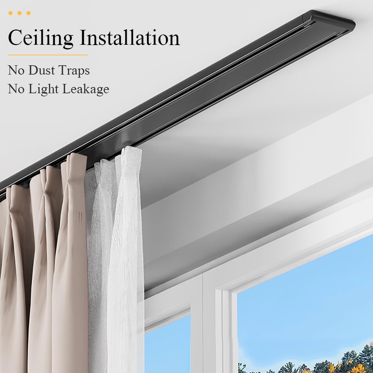 Generisch Aluminium Doppelte Vorhangschien Mit Stummen Rollen, Deckenvorhangschiene-Set, 70-600cm 2-läufige Gardinenschiene Für Dusch Erker Raumteiler(Gray,105cm/3.4ft)