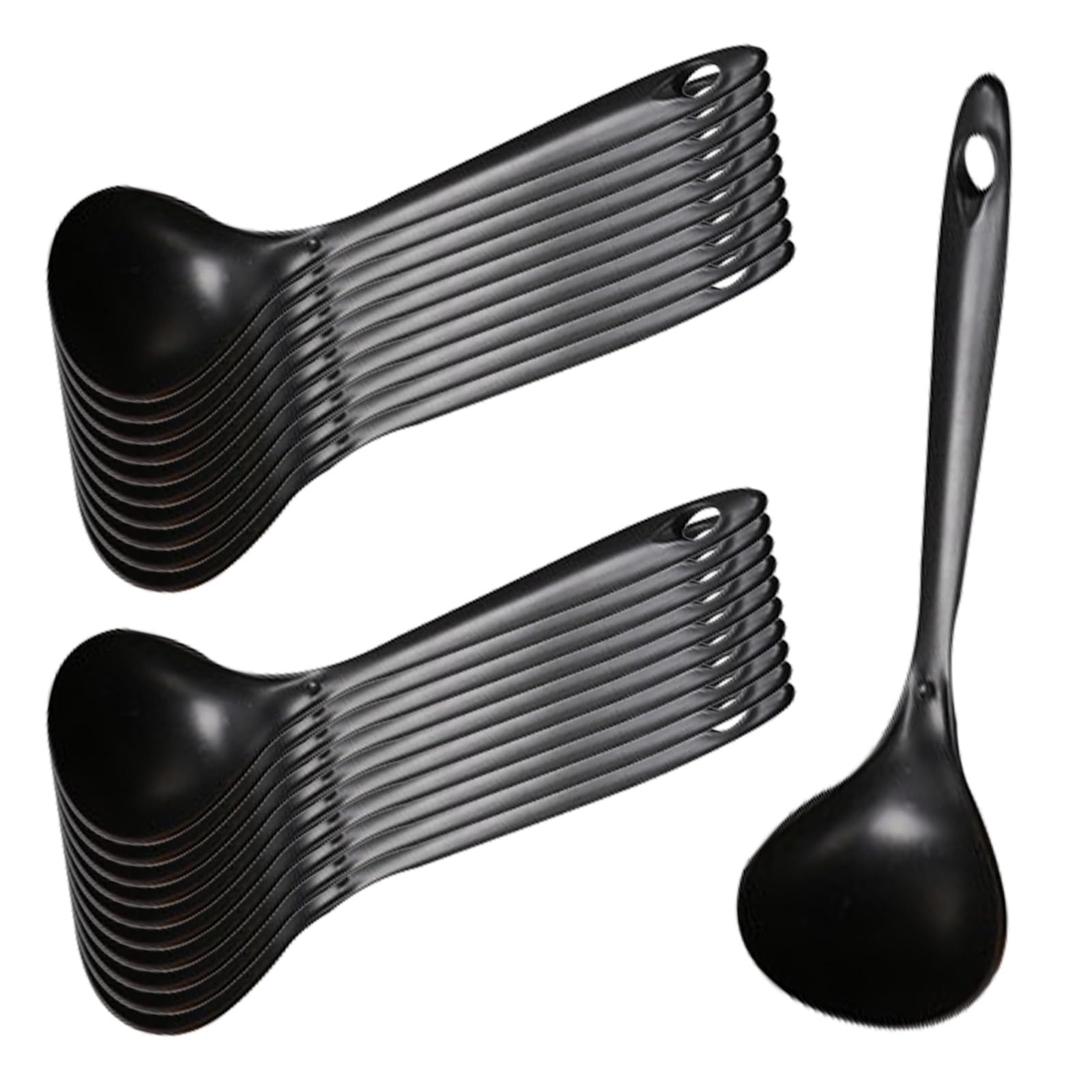 Hyuetrsa 20 Pcs Large Plastic Serving Spoons Disposable Soup Spoons Heavy Duty Spoons for Catering Party Cooking Weddings Buffet Restaurant Office,9 x 2.8 Inch,Black