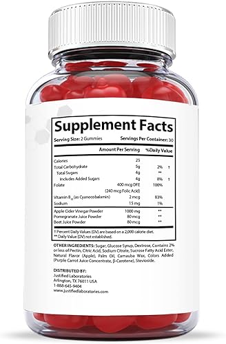 Miniatura 4 de Justified Laboratories Rapid Results Keto ACV Gummies 1000 mg con jugo de granada raíz de remolacha B12 60 gomitas