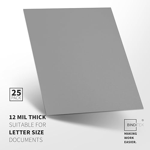 Vista 72 de Binditek Paquete de 50 cubiertas de polietileno esmerilado de 20 mil, cubiertas de encuadernación semitransparentes, 8-1/2 x 11 pulgadas, acabado