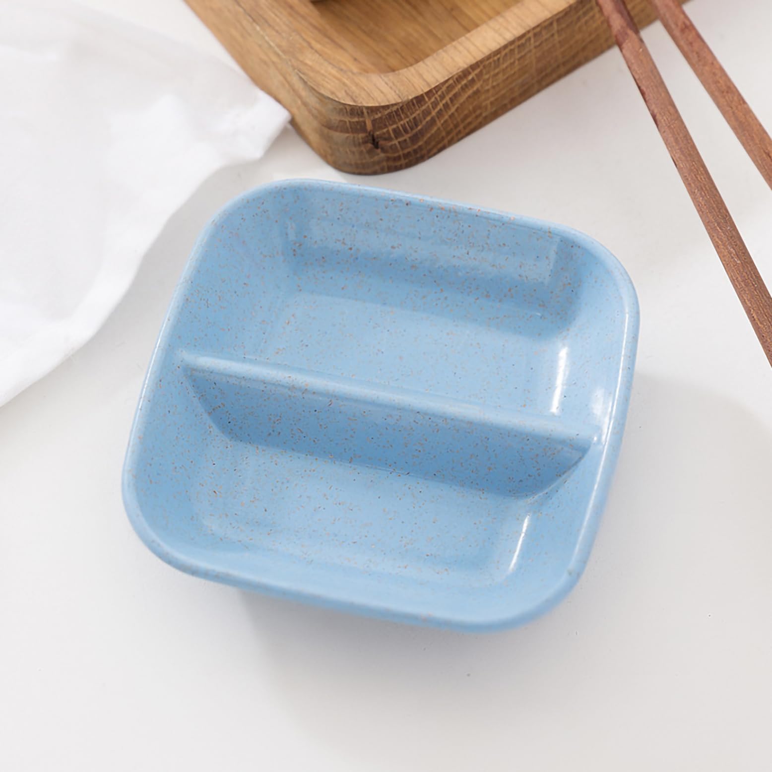 Oicia Wheat Straw Appetizer Serving Tray for Restaurant Kitchen Condiments Dipping Bowls Small Serving Bowls for Side Dishes Mini Appetizer Plates Pinch Bowls Sauce Dish (9cm, Blue, Set of 12) 2