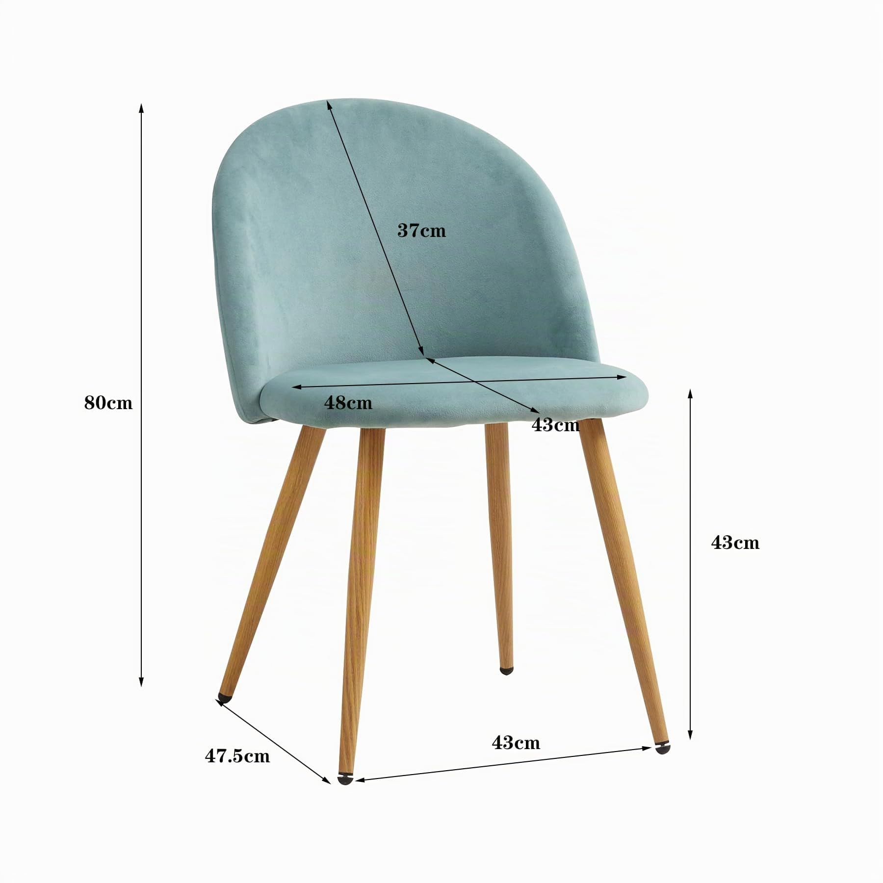 Juego de 4 Sillas de Comedor de Terciopelo, Silla de Cocina Moderna Tapizada con Patas de Metal, Sillas de Mediados de Siglo para Comedor, Cocina, Sala de Estar (Verde)