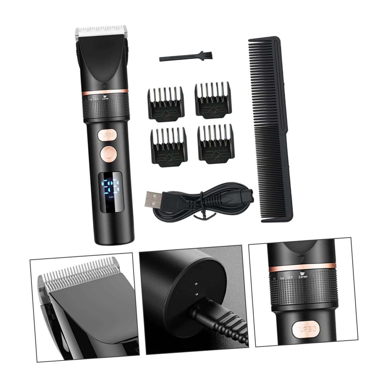 PACKOVE Tagliacapelli Elettrico Ricaricabile Display Lcd 3 Velocità Regolabili Design Ergonomico in Acciaio Inossidabile per Viaggio e Uso Professionale