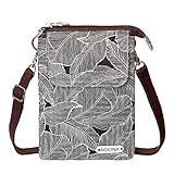 Cell Phone Purse Wallet Canvas Leaf Pattern Small Crossbody Purse Bags For Women(Coffee)