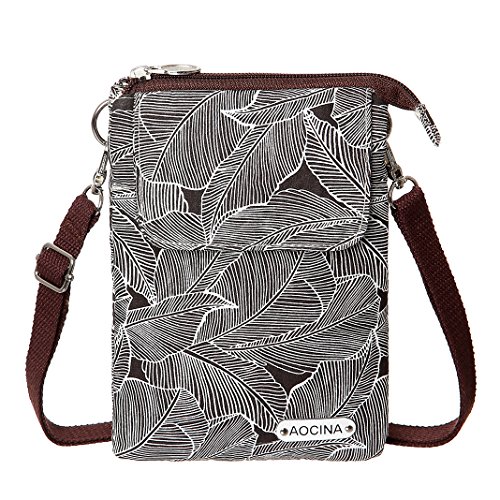 AOCINA Phone Bag and Wallet Crossbody Purse for Teen Girls Thread Wallet Travel Purse Small Crossbody Purses for Women(Coffee)