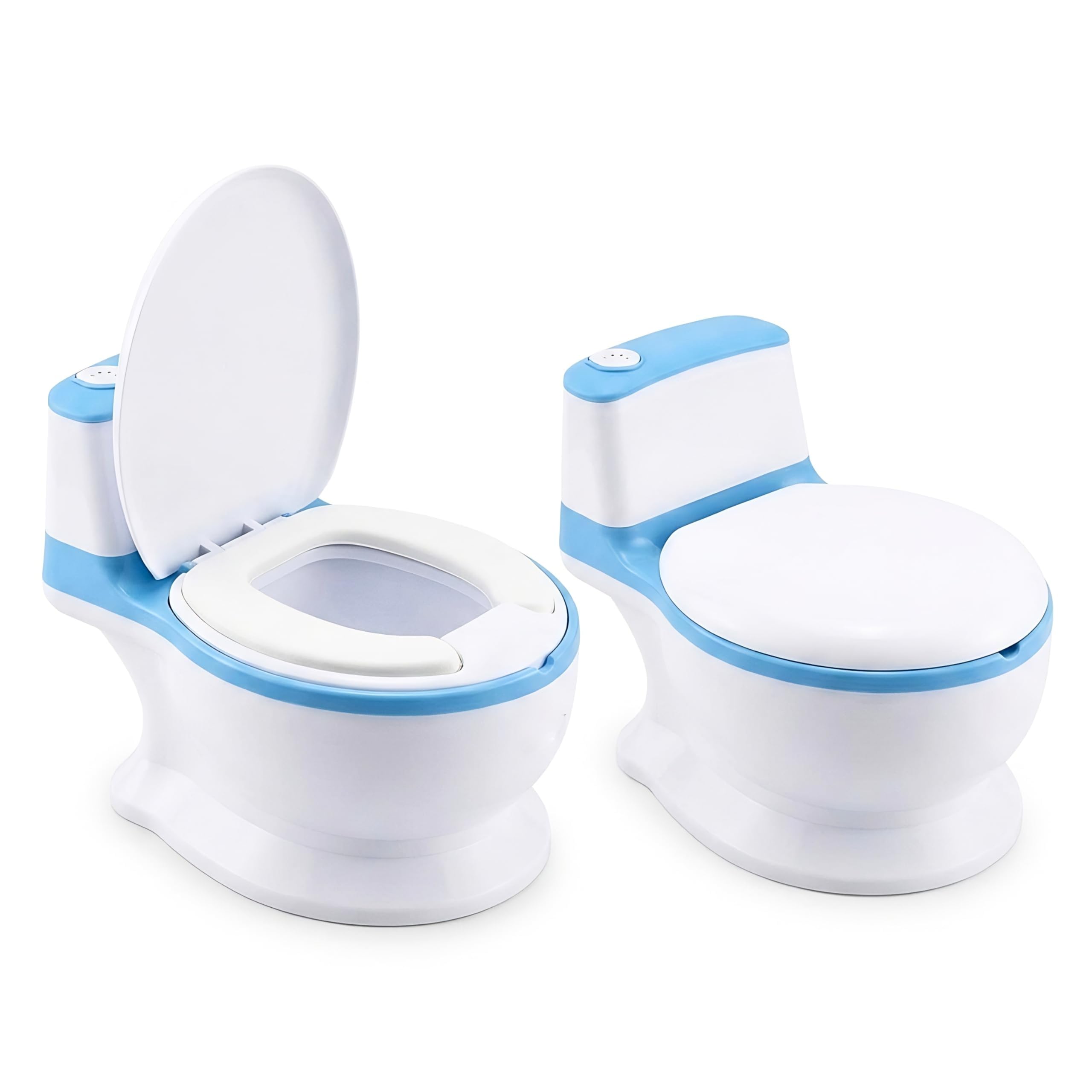 DIVCHI Baby Potty Training Toilet-Toddler Potty Chair with Flush Sound-Removable Bowl & Soft Cushion Seat-Kids Toilet Trainer for Boys & Girls-Realistic Potty Training Toilet (Blue)