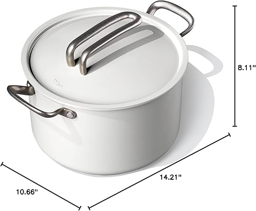 Miniatura 9 de Olla de cocina Risa no tóxica, antiadherente sin BPA con tapa y soportes para ollas para estufa de gas, eléctrica y de inducción por Eva Longoria -