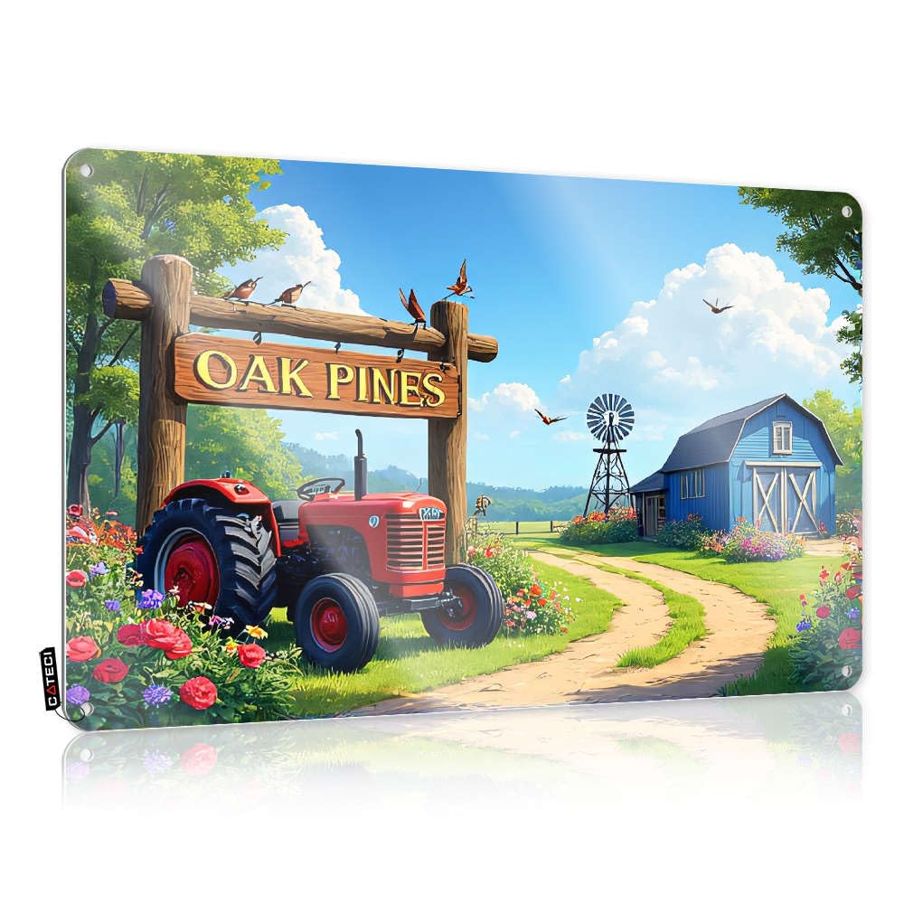 Bedroom Door Decor, Funny Vintage Signs Man Cave Decor Welcome To Oak Pines Farm! | Rustic Clean Wall Art(30X40CM)