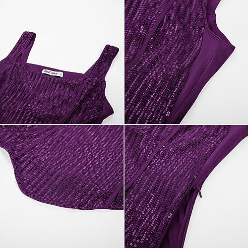 Image of GRACE KARIN Sequin Tank Tops for Women Bustier Corset Top Sparkle Sexy Slim Camisole Sleeveless Party