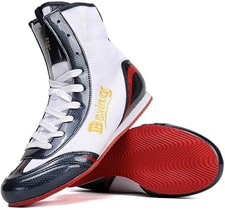 [FKHK] 白 黒 ボクシングシューズ メンズ レスリングシューズ ジュニア 戦闘訓練靴 軽量 レディース プロ 通気性 格闘技 足首ガード 幅広 練習用 ジム ゴムソール 重量挙げ 室内トレーニングシューズ 柔らかい ハイカット