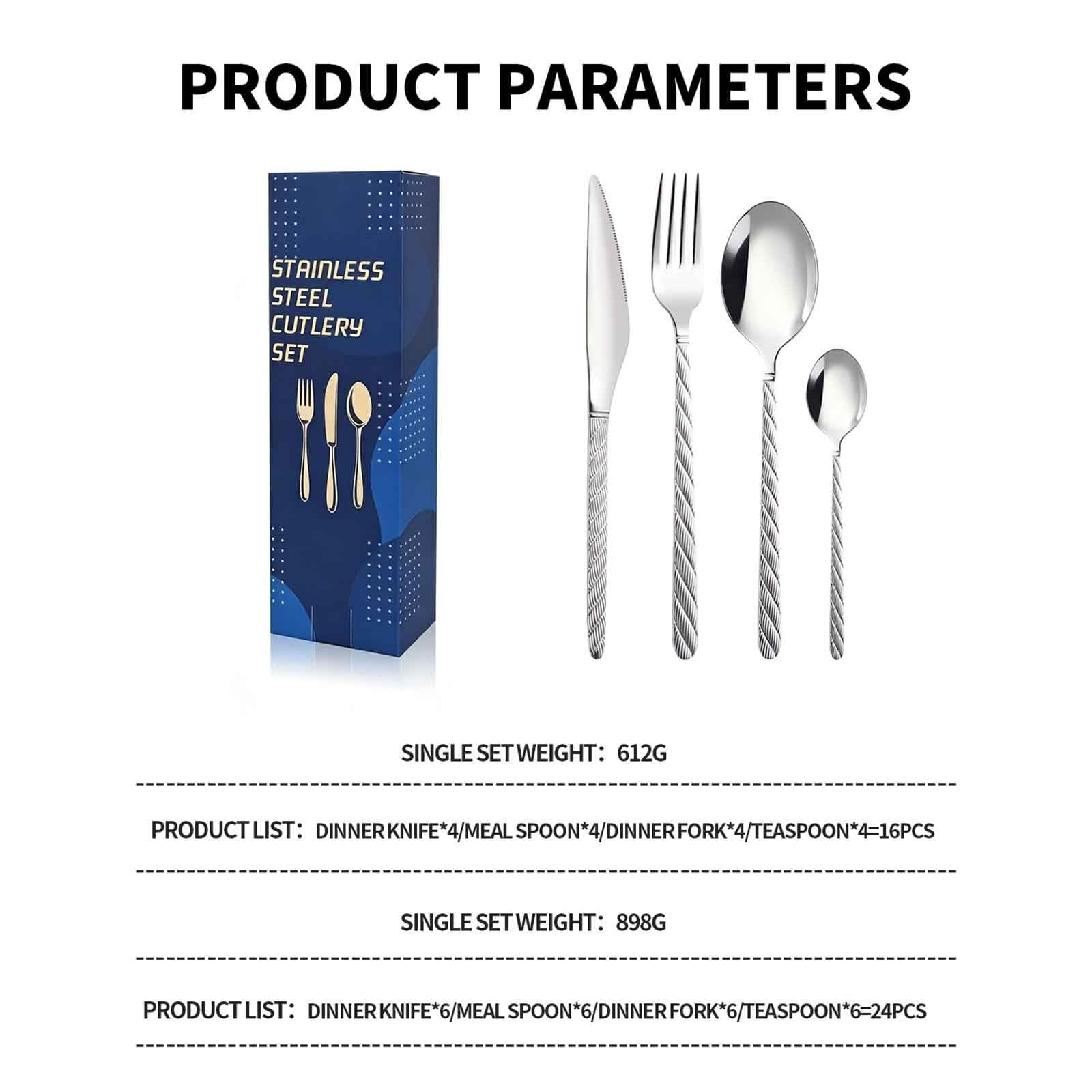 Couverts De Table 16/24 Pieces, Couverts Martelés En Acier Inoxydable Avec Couteau, Fourchette, Cuillère, Couverts Pour 4/6 Personnes Pour La Maison/restaurant/fête(Iridescent,16pcs)
