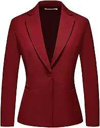 Blazer feminino formal de negócios, com um botão, manga comprida, para mulheres, com lapela notch, trabalho, escritório