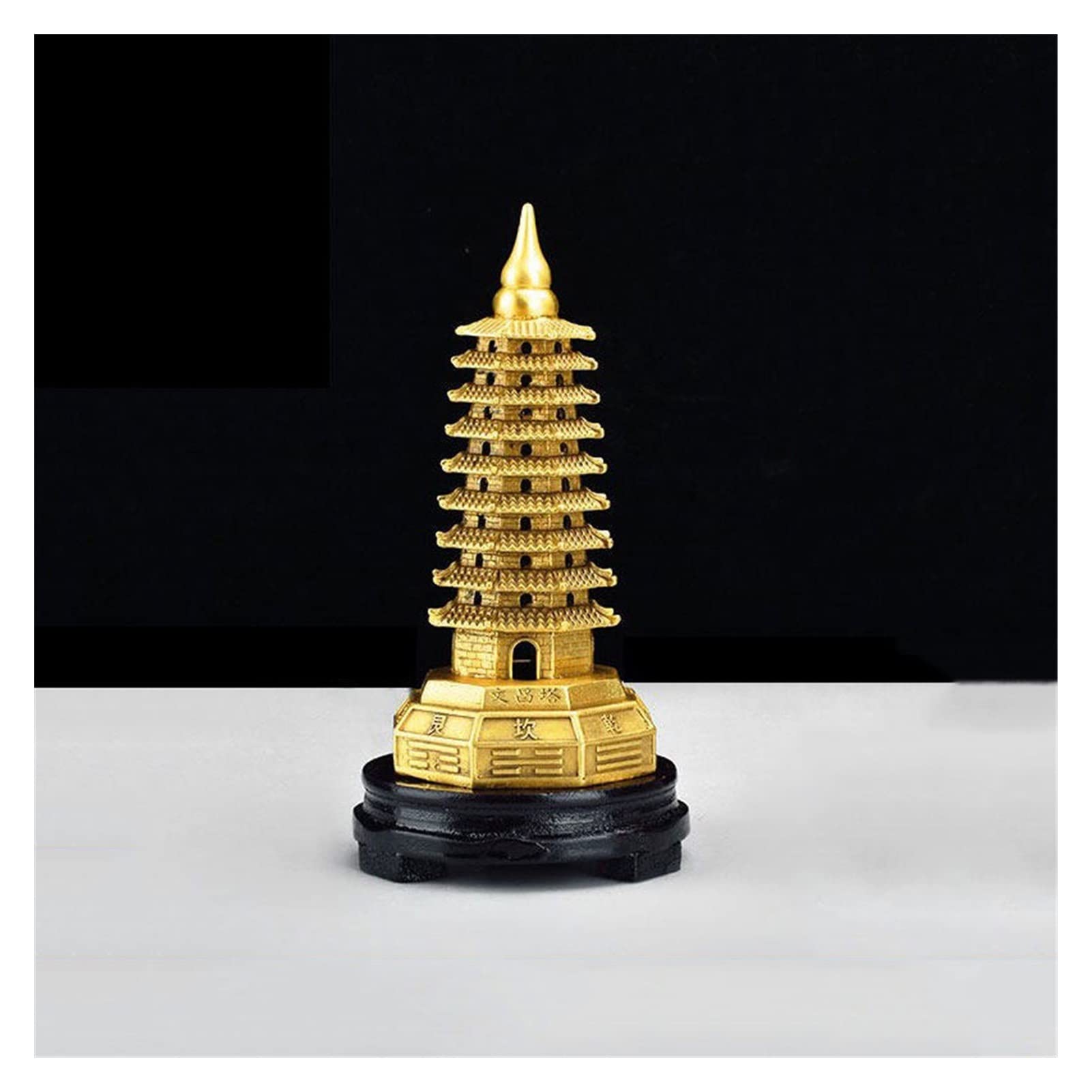 Tour Wenchang d'art décoratif en laiton massif avec finitions ciselées de 25 cm