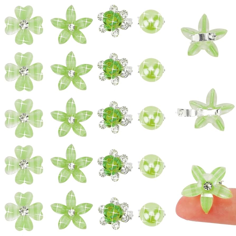 acca ヘアクリップ　フラワーラインストーングリーン 大 acca ヘアクリップ フラワーラインストーングリーン 大