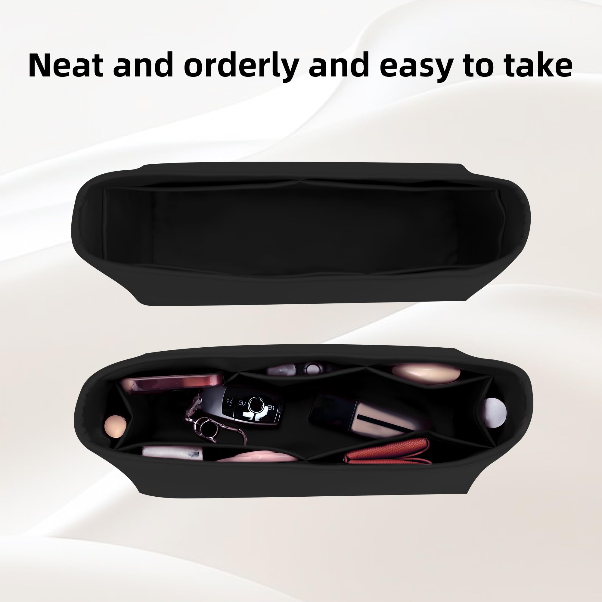 DGAZ Organizador de Bolso de Seda Premium, Inserto Ligero para Carryall PM/MM, Forro Interior Elegante que Protege y Organiza (Noir, Carryall MM)