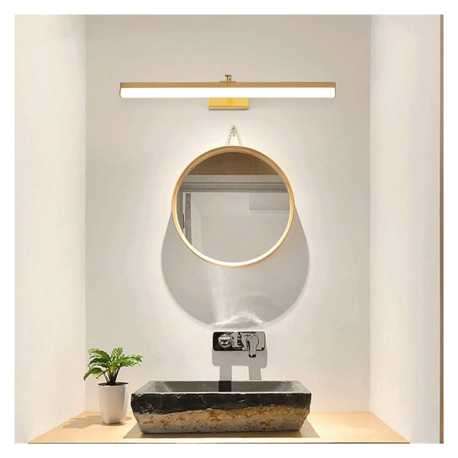 Lámparas de Pared, Apliques para Espejo de baño, Luces LED para Maquillaje, lámpara de Pared con Acabado de latón, 3 Modos de iluminación de Color, función de Memoria.