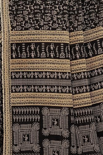 Image of TAMAIRA FASHION Mulmul Pure Cotton Saree For Woman Warli Printed |Office Wear Daily Wear Sarees For Women Without Blouse Piece(Available in 16 Colours)