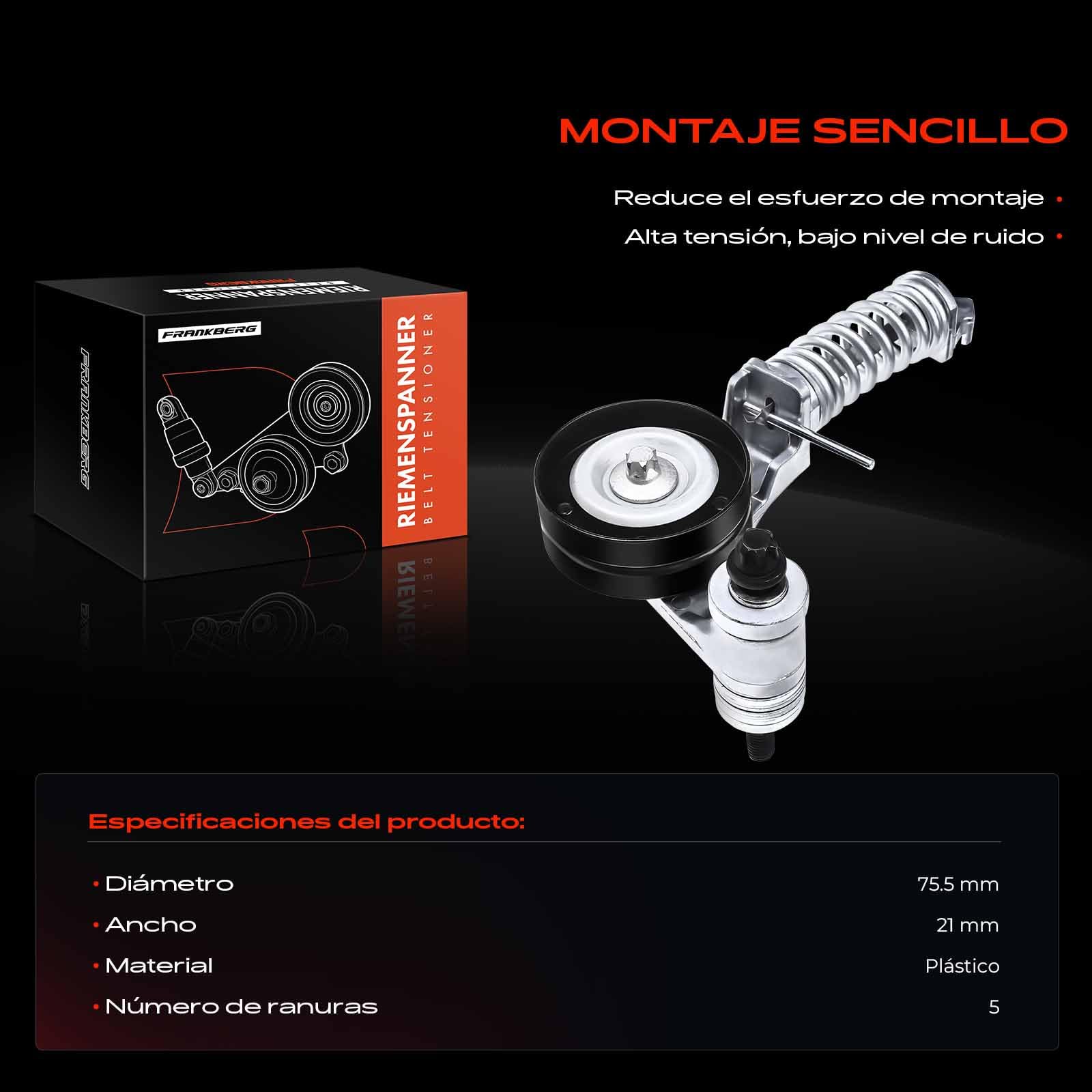 Frankberg Polea tensora para correa trapezoidal 55565236 | Compatible con: Corsa D S07, Tour combinado, Caravana Astra G T98, Corsa C Caja/Hatchback X01, Astra H CC L08, Astra J