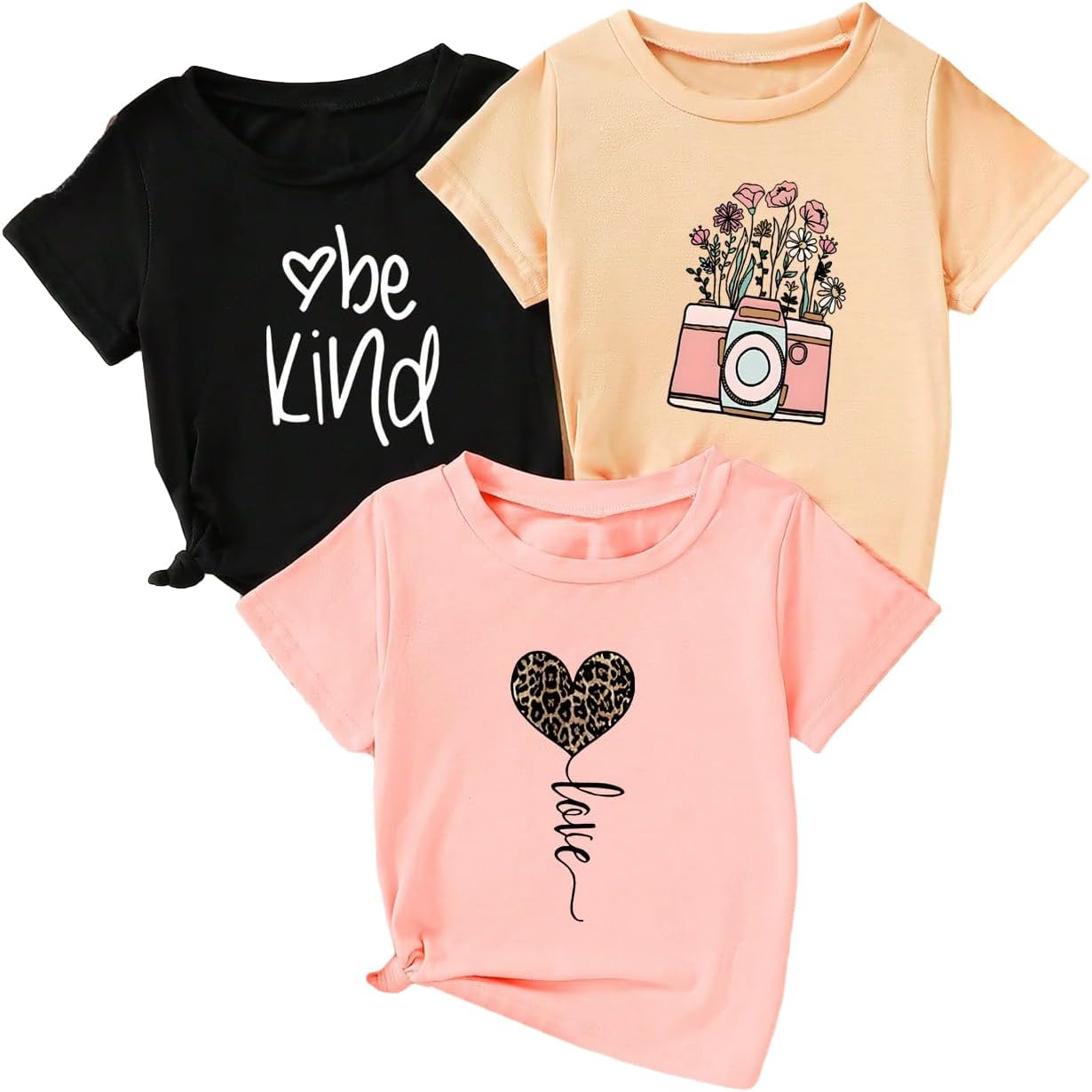 SOLY HUX Toddler Girl’s Graphic tees Short Sleeve Crew Neck t Shirt Casual Summer tee Tops 4 Piece Set