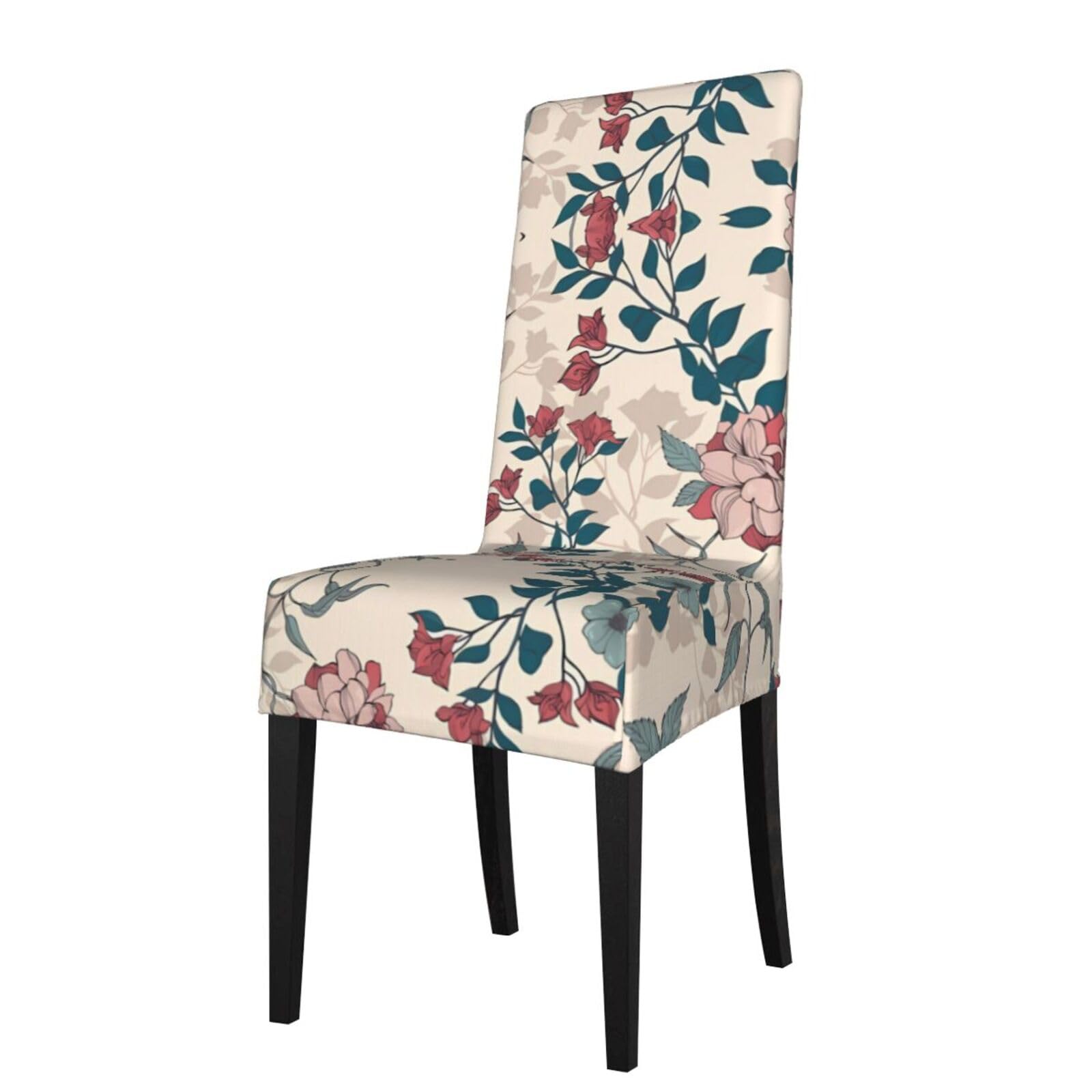 Yyhwhjde Black Pink Flowers Leaves Prints Protection Cover For Dining Chair – Stretch Slipcovers For A Fresh, Refreshed Dining Room Look!