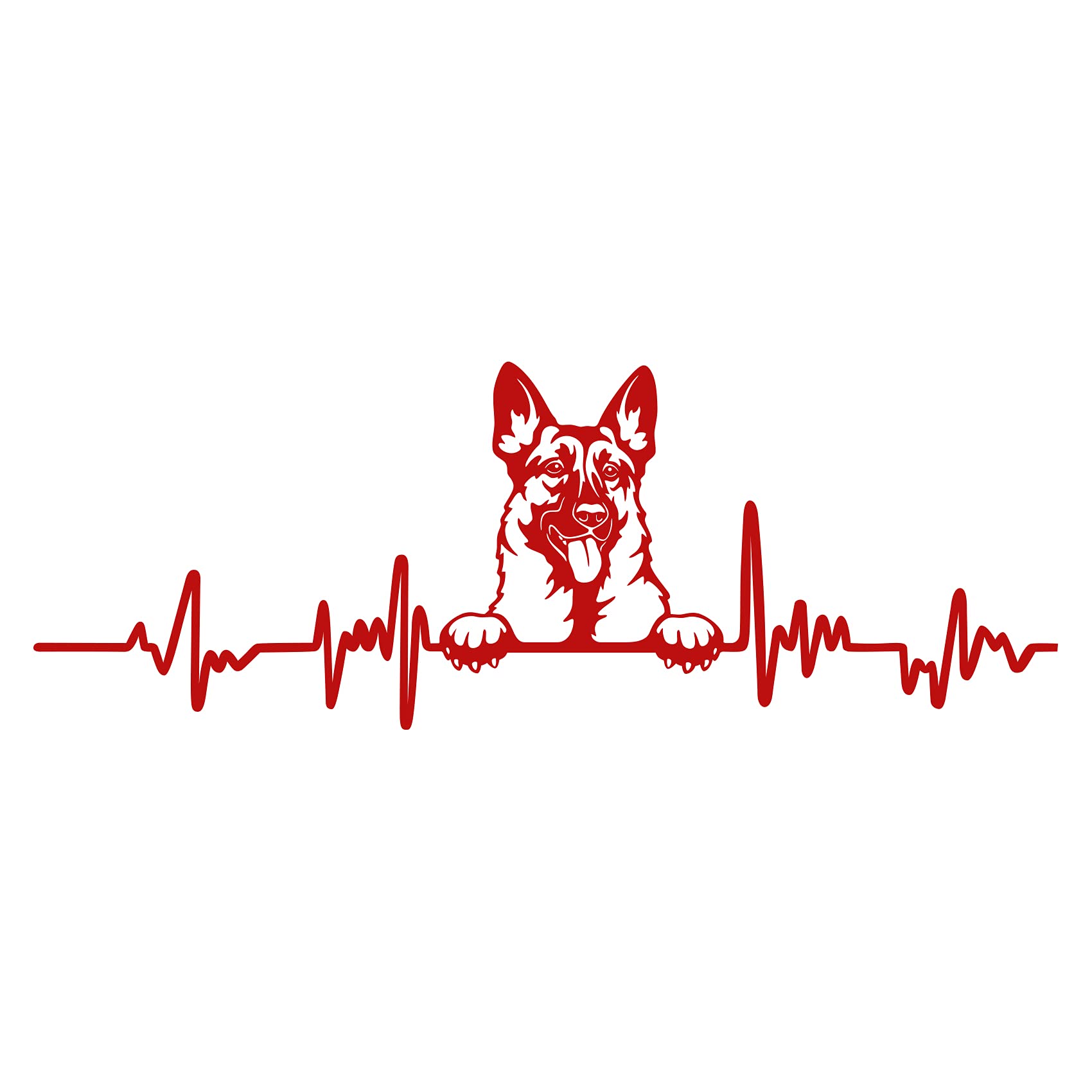 Finest Folia Adesivo Decorativo Lifeline Heartbeat - Pellicola Autoadesiva Per Auto, Laptop E Frigorifero, Colore Rosso Carminio, Motivo 04 Cani Da Pastore, 27 Cm