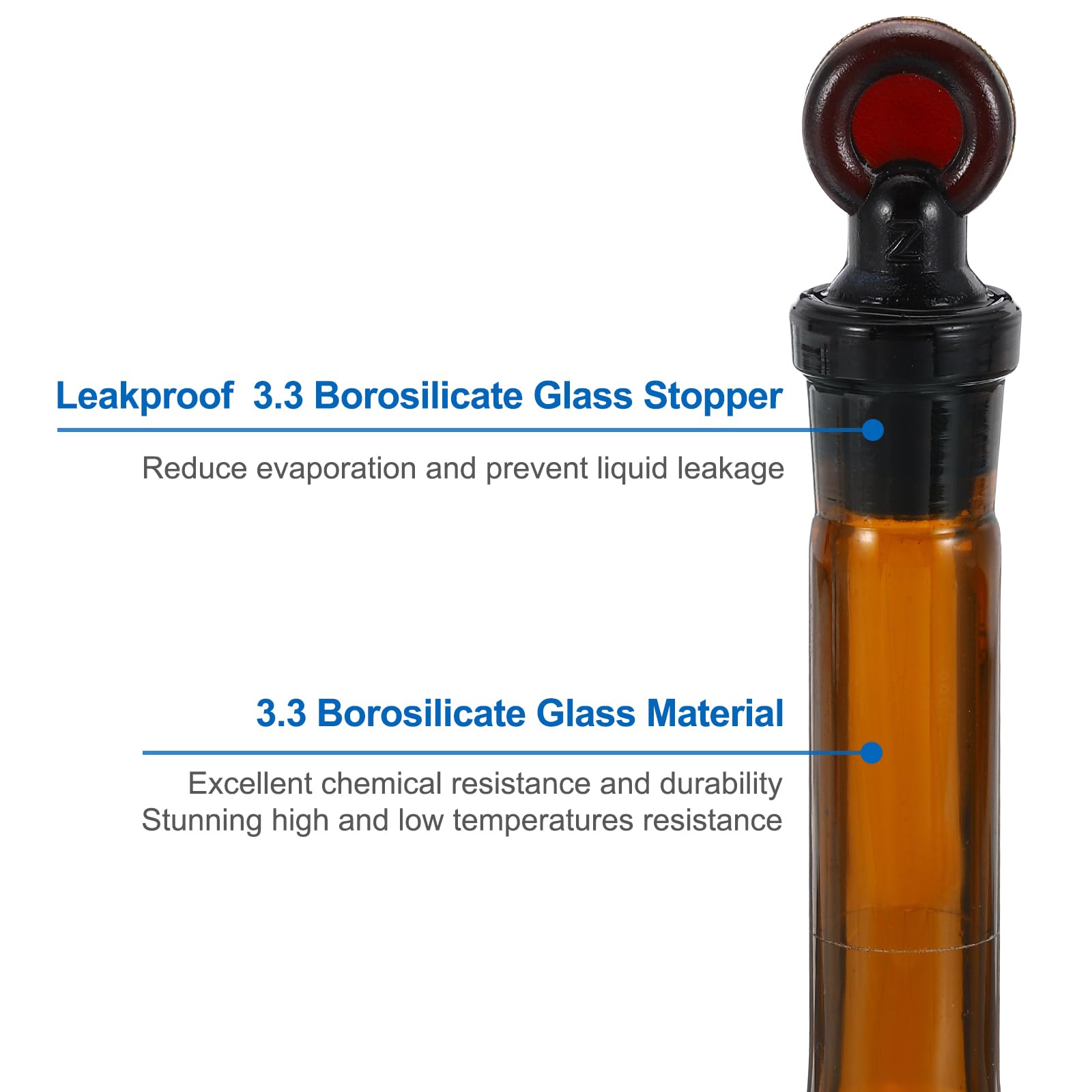 FLACON ISO EN VERRE BOROSILICATE COL A VIS GL 45 AVEC BOUCHON ET BAGUE Anti Goutte 250 Ml Par 10