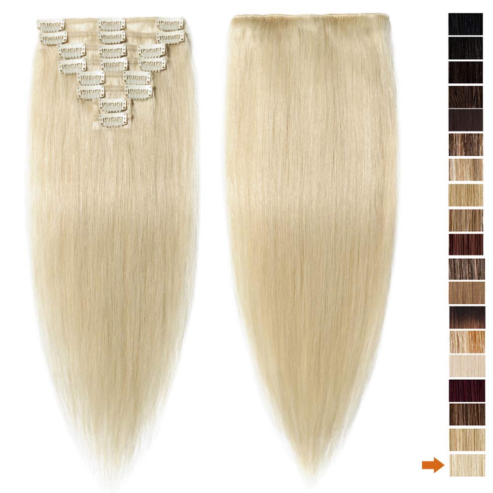20 inches SEGO One Piece Hair Extensions Clip in Human Hair [#1B Natural Black] Real Remy Hairpieces for Women 3/4 Full Head Straight Invisible (50g) — view 54