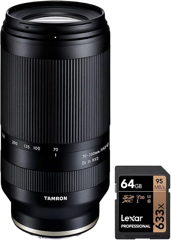 AFA047S-700 70-300mm F/4.5-6.3 Di III RXD Lens A047 for Sony E-Mount Full Frame Mirrorless Bundle with Lexar Professional 633x 64GB UHS-1 Class 10 SDXC Memory Card