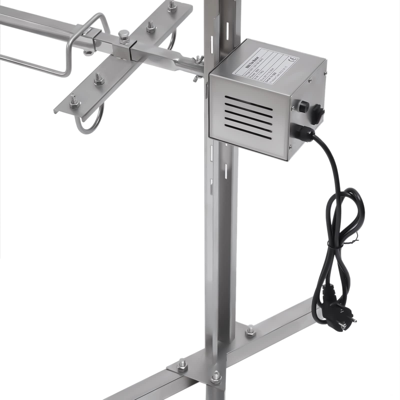 Edelstahl Grillspieß, 53" Elektrischer Universal Drehspieß mit 25W Motor, Höhenverstellbar - 30kg Max Belastung