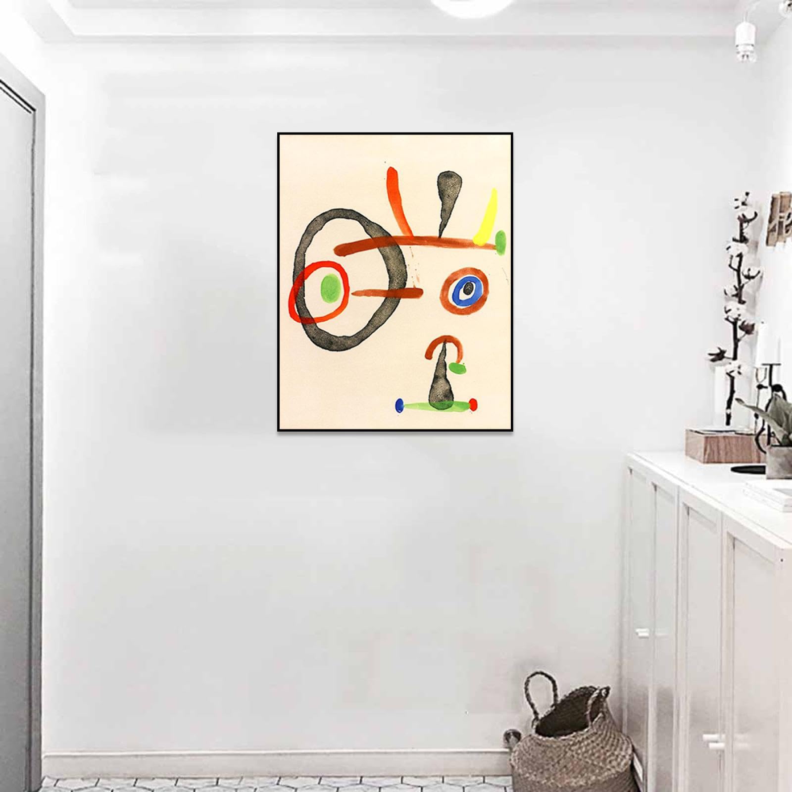 Phyrek123 Joan Miro oprawione wydruki bez tytułu obraz na płótnie Joan Miro plakat słynna sztuka abstrakcyjna reprodukcje nowoczesnej sztuki ściennej do salonu 20 x 26 cm czarna oprawiona