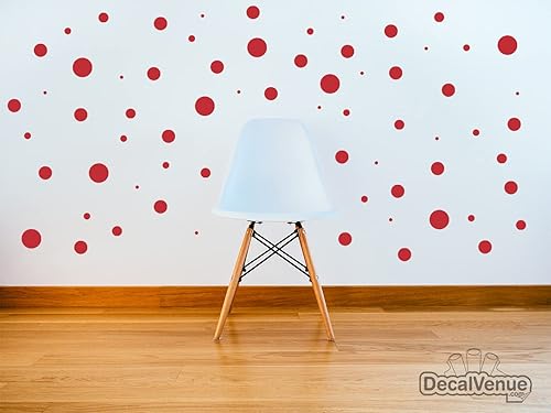 Miniatura 10 de Juego de 100 calcomanías de vinilo (azul bebé) para pared, varios lunares, adhesivo extraíble, seguro en paredes lisas o texturizadas, círculos