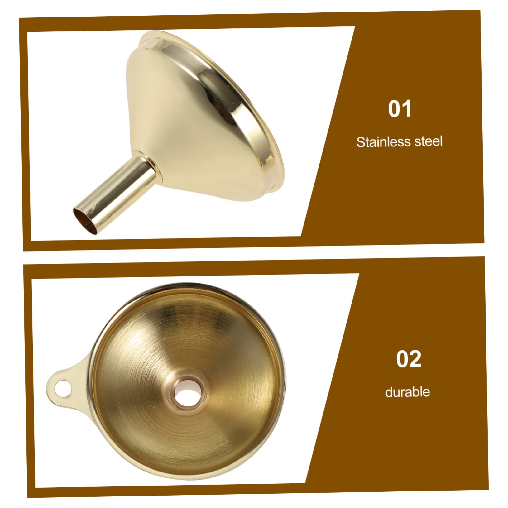 Amosfun 9 Pz imbuto in acciaio inossidabile imbuti imbuto per marmellata per liquidi aceto d'olio per cucina accessorio cucina multifunzionale per spezie Golden