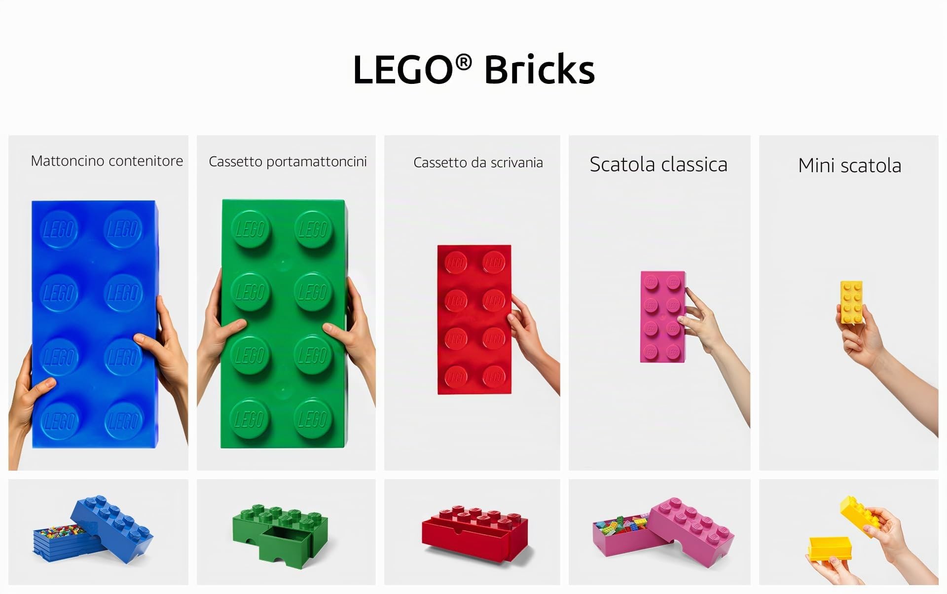 Mattoncino-contenitore Lego a 8 Bottoncini, Contenitore Impilabile, 12 L, Arancione