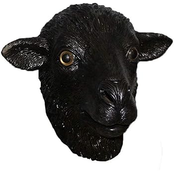 Amazon Com Black Sheep Animal Latex Mask Farmyard Full Head Ram Lamb Carnival Party Mask Halloween Costume Masqurade Party Cosplay Clothing