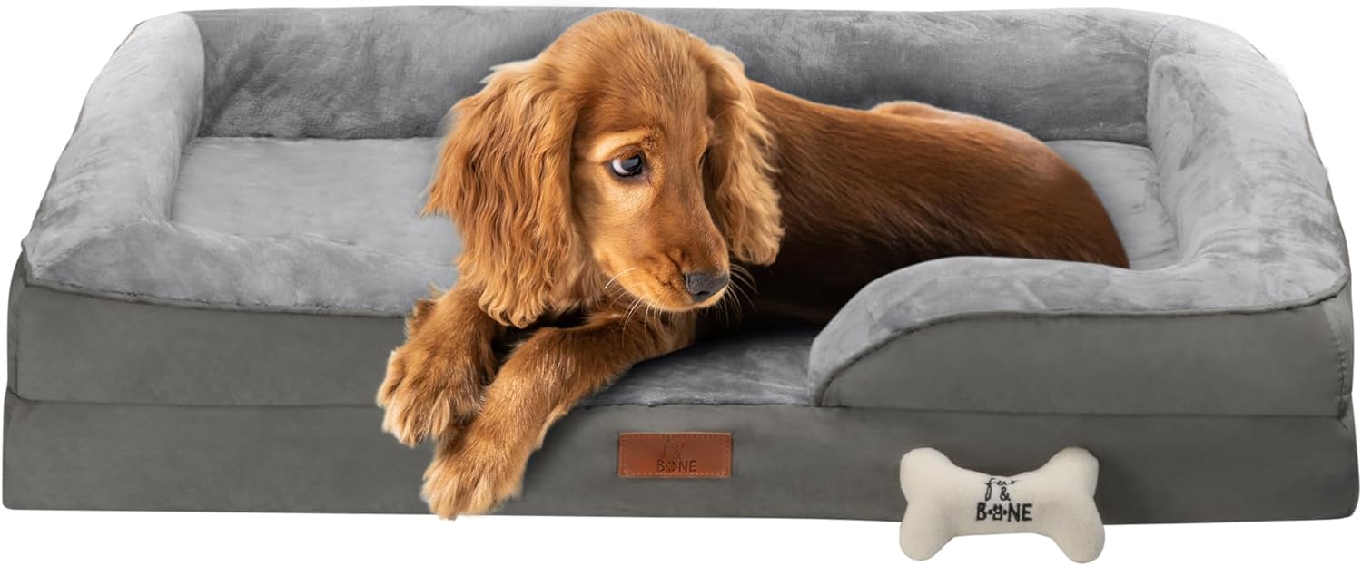 Fur & Bone Dog Bed Orthopedic Dog Beds with Removable Cover Dog