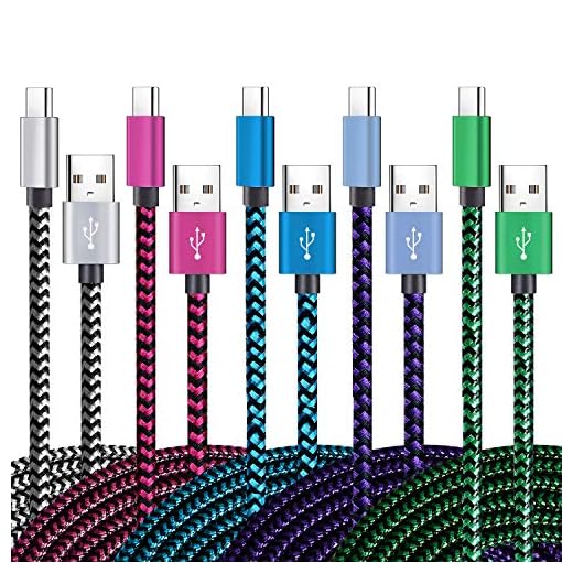 Teeind USB Type C Cable Fast Charging, Tpc001 5 Pack(6Ft 3A) Braided C Charger Cables Compatible with Samsung S10e/note 9/s10/s9/s8 Plus/A80/A50/A20