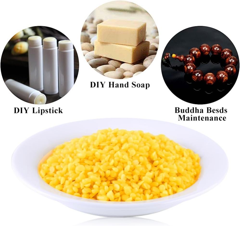 Yellow Food Grade Pure Beeswax, 50g Fatty Beeswax Top Quality Materials for Cosmetics Soap Candles Making