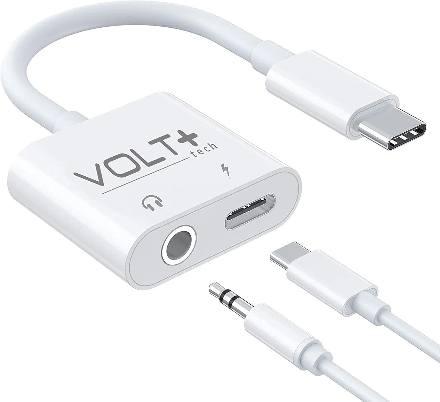 Volt Plus Tech Headphone Aux Adapter for Nokia 5.1 Plus with USB-C to 3.5mm 18 Audio & Charging Port