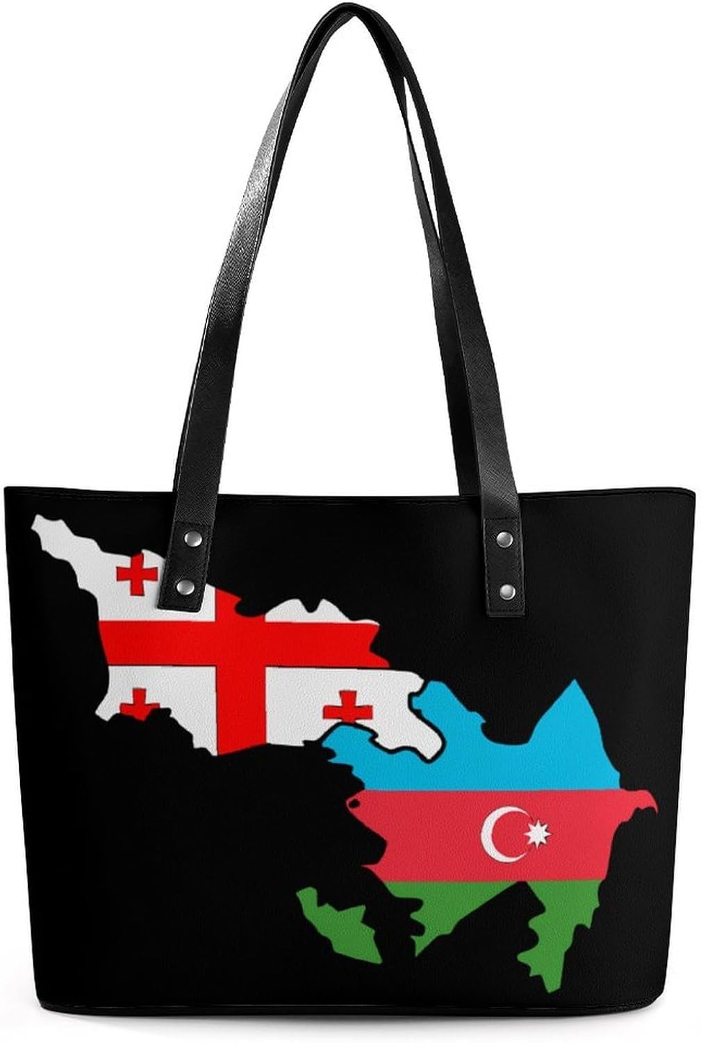 Azerbaijan And Georgia Flag Map Women's Satchel Handbags Tote Shoulder Bag Purses for Travel Shopping Work