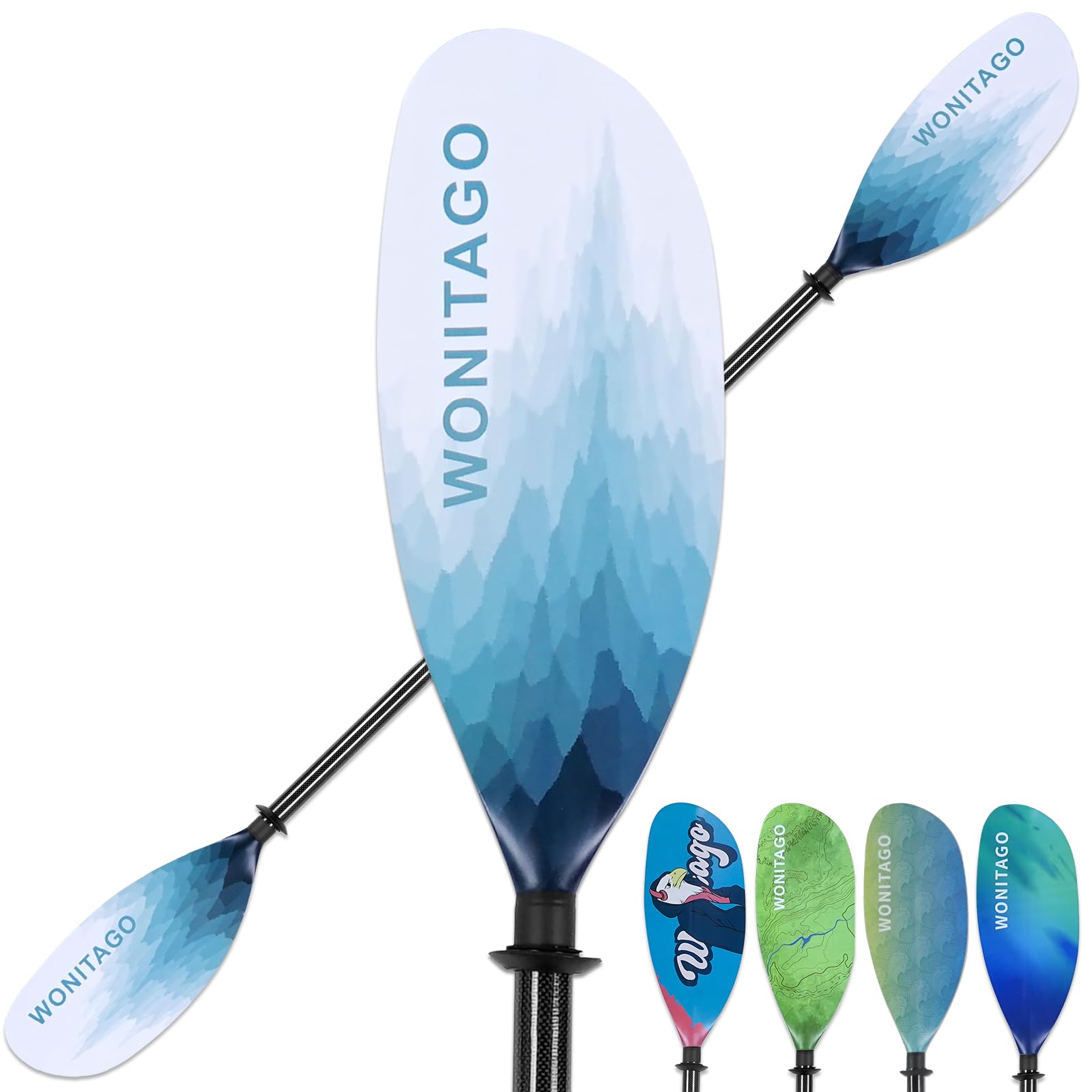 Kayak Paddles Carbon Fiber Shaft Paddle with Nylon Blades, Floating Adjustable Kayaking Oars, 3 Piece, 230-250 cm/90-98 Inches,Black/Orange/Teal/Blue/Original Pattern